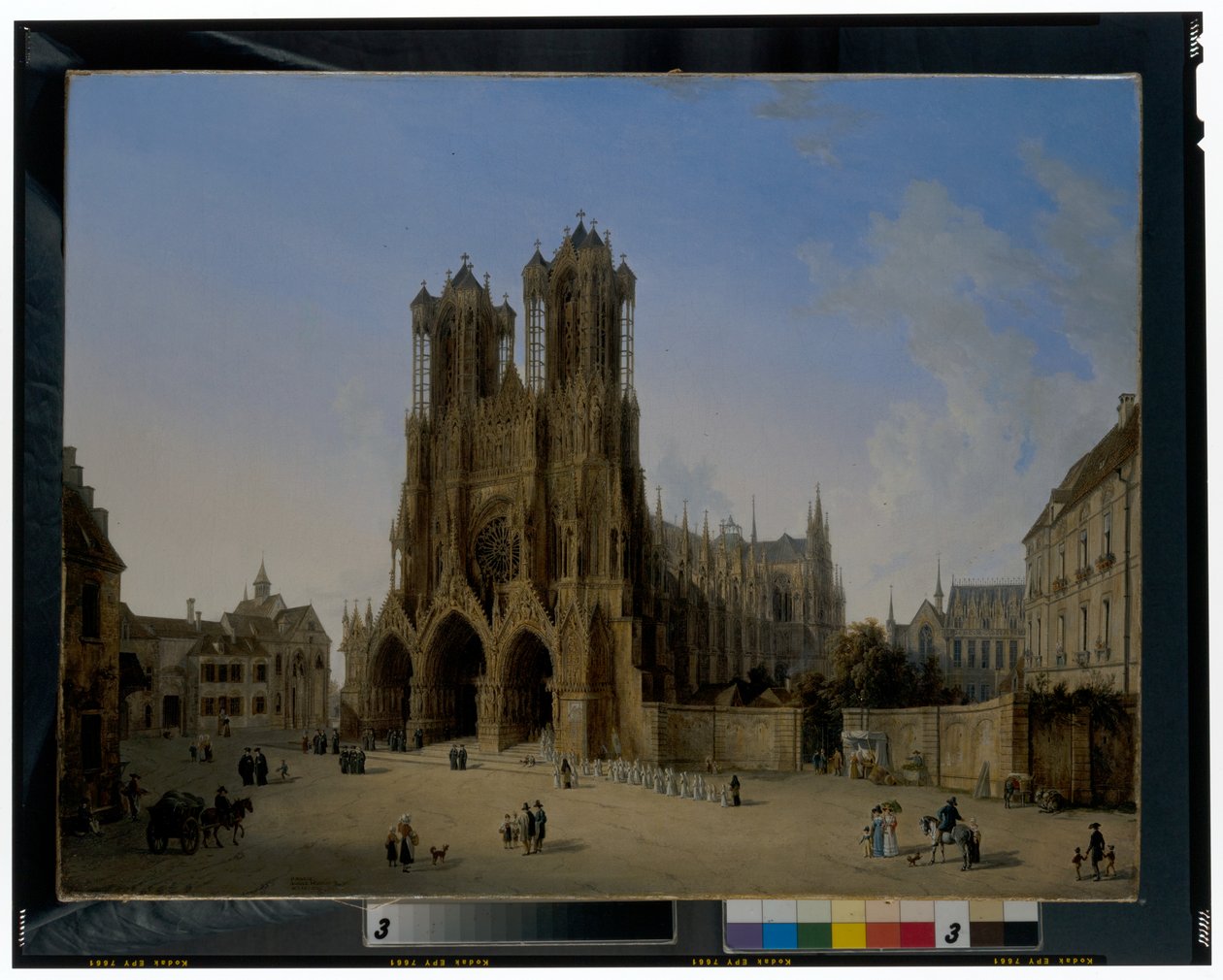 A Notre-Dame-székesegyház, Rheims a kommunikánsok körmenetével alkotó: Domenico II Quaglio