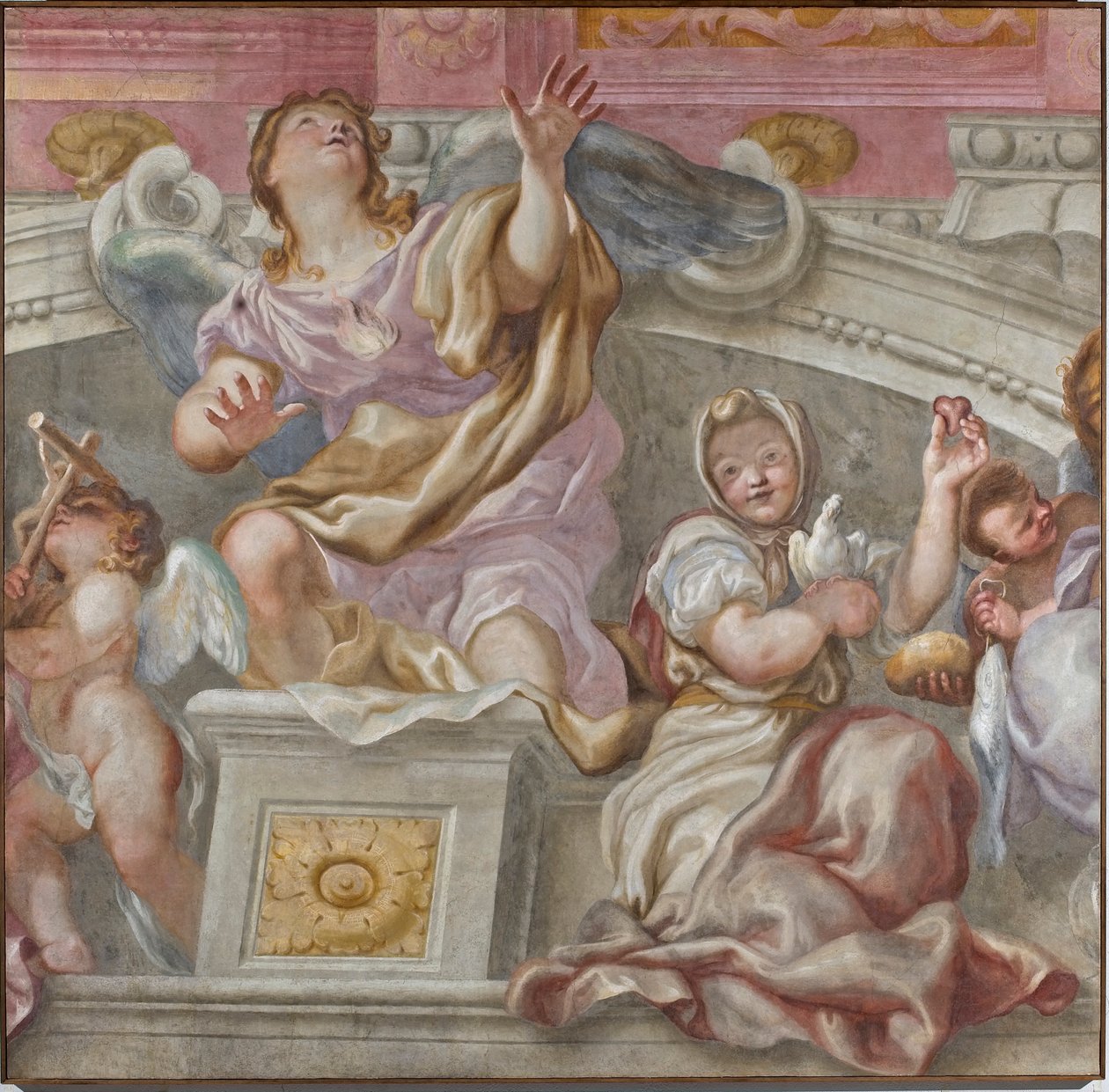 Virtuális csoport: Hit, Isten iránti vágy, őszinteség, Carita, 1683-84 alkotó: Domenico I Piola