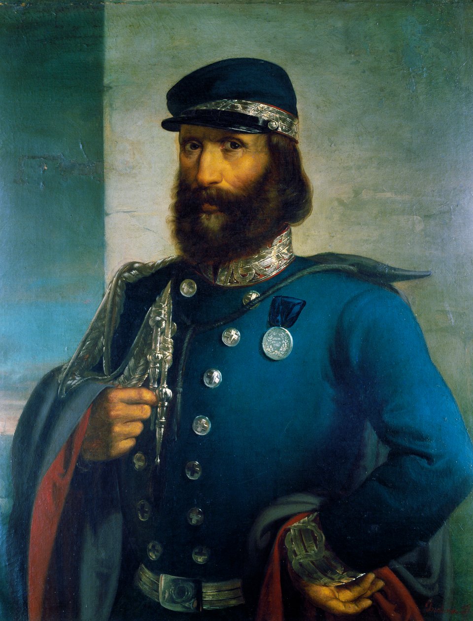 Giuseppe Garibaldi a szardíniai hadsereg tábornokaként alkotó: Domenico Induno