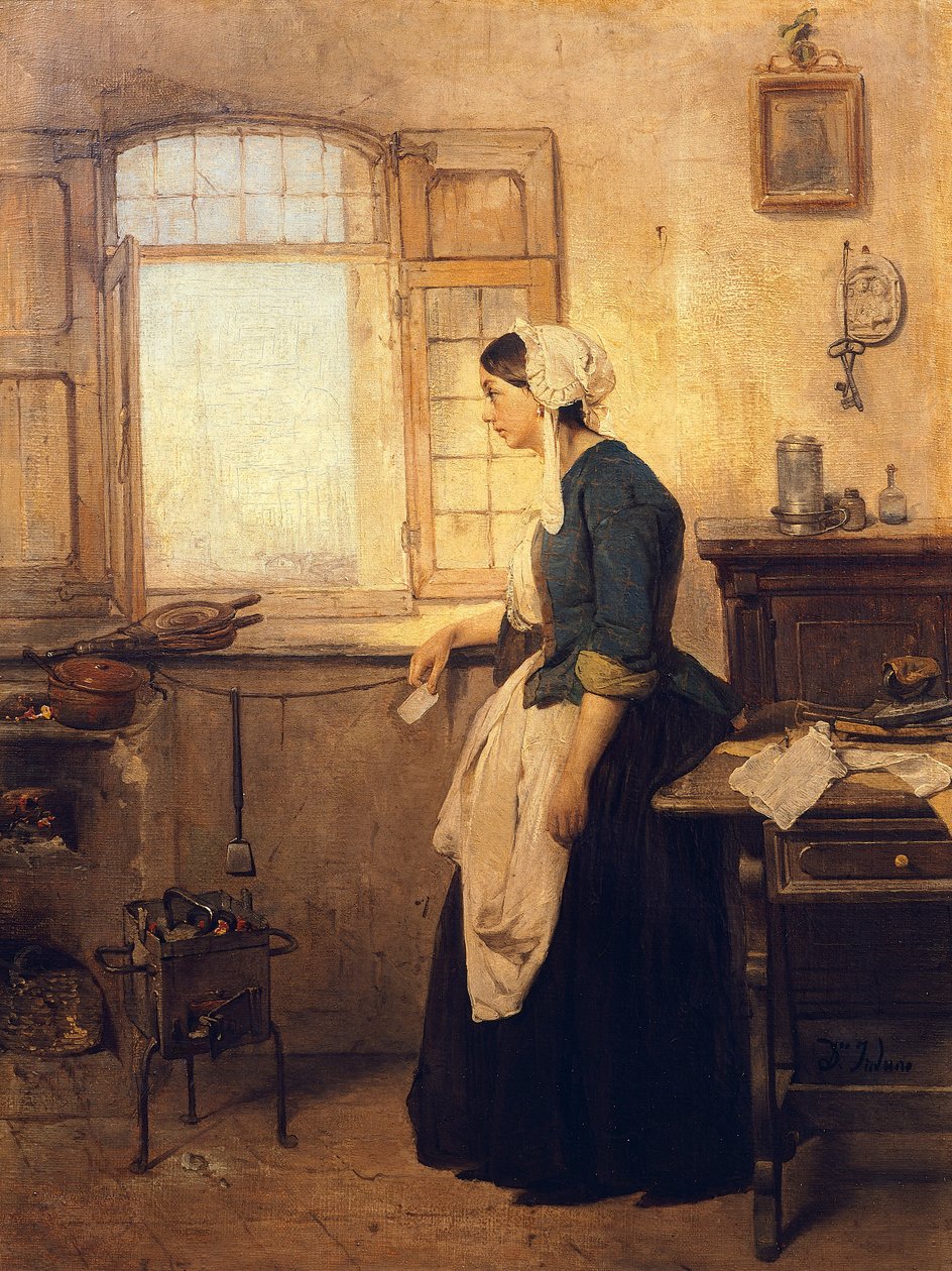 Levél, Domenico Induno (1815-1878), olaj, vászon alkotó: Domenico Induno