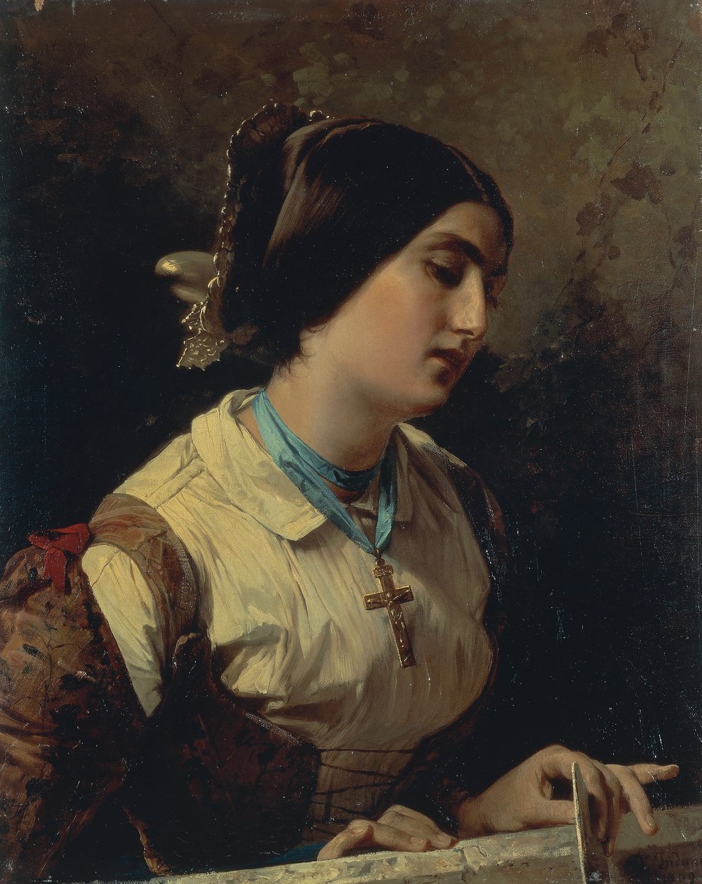 Lucia, egy lombard nő, Domenico Induno, olaj, vászon alkotó: Domenico Induno