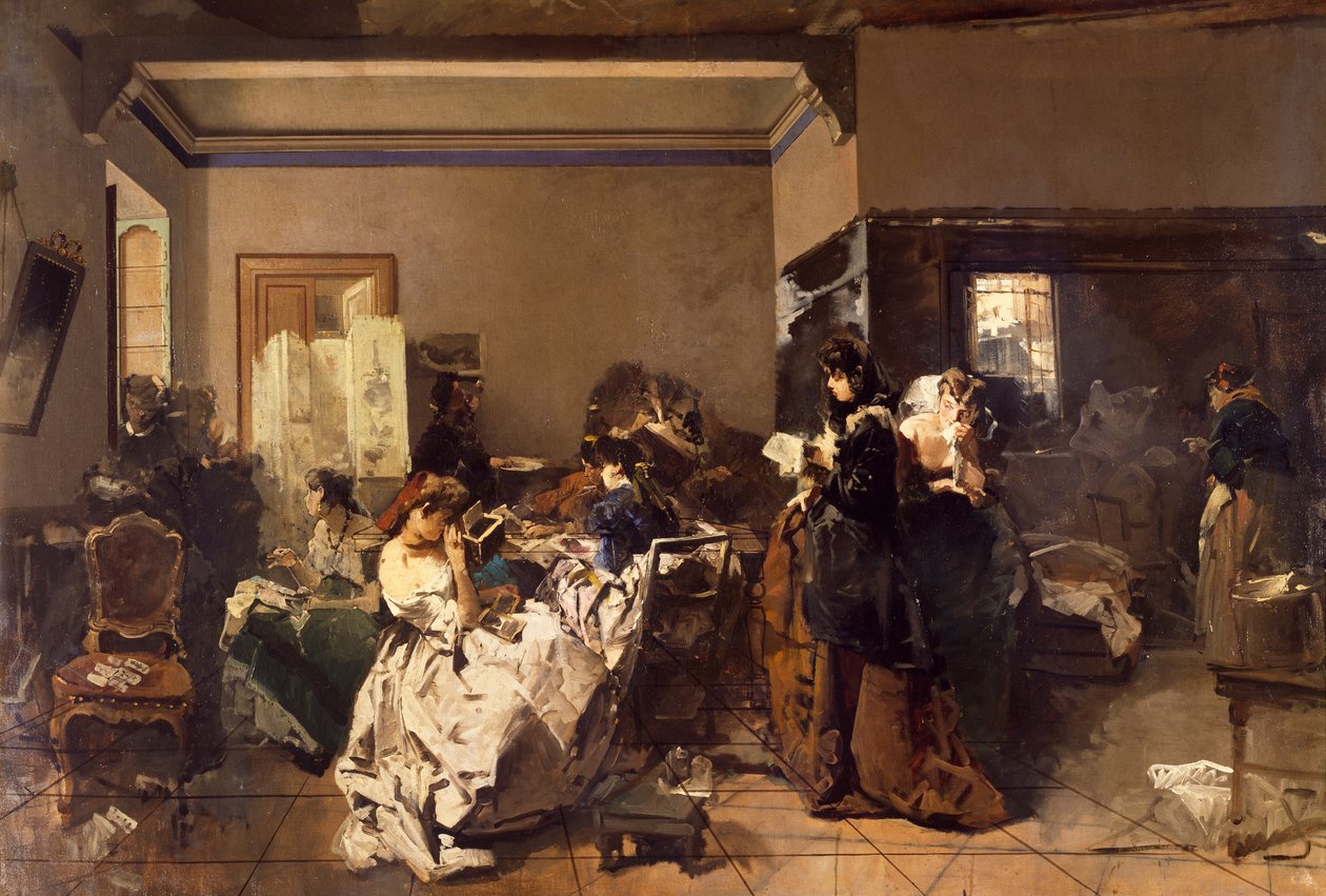 Varrónőiskola, Domenico Induno (1815-1878), olaj, vászon alkotó: Domenico Induno