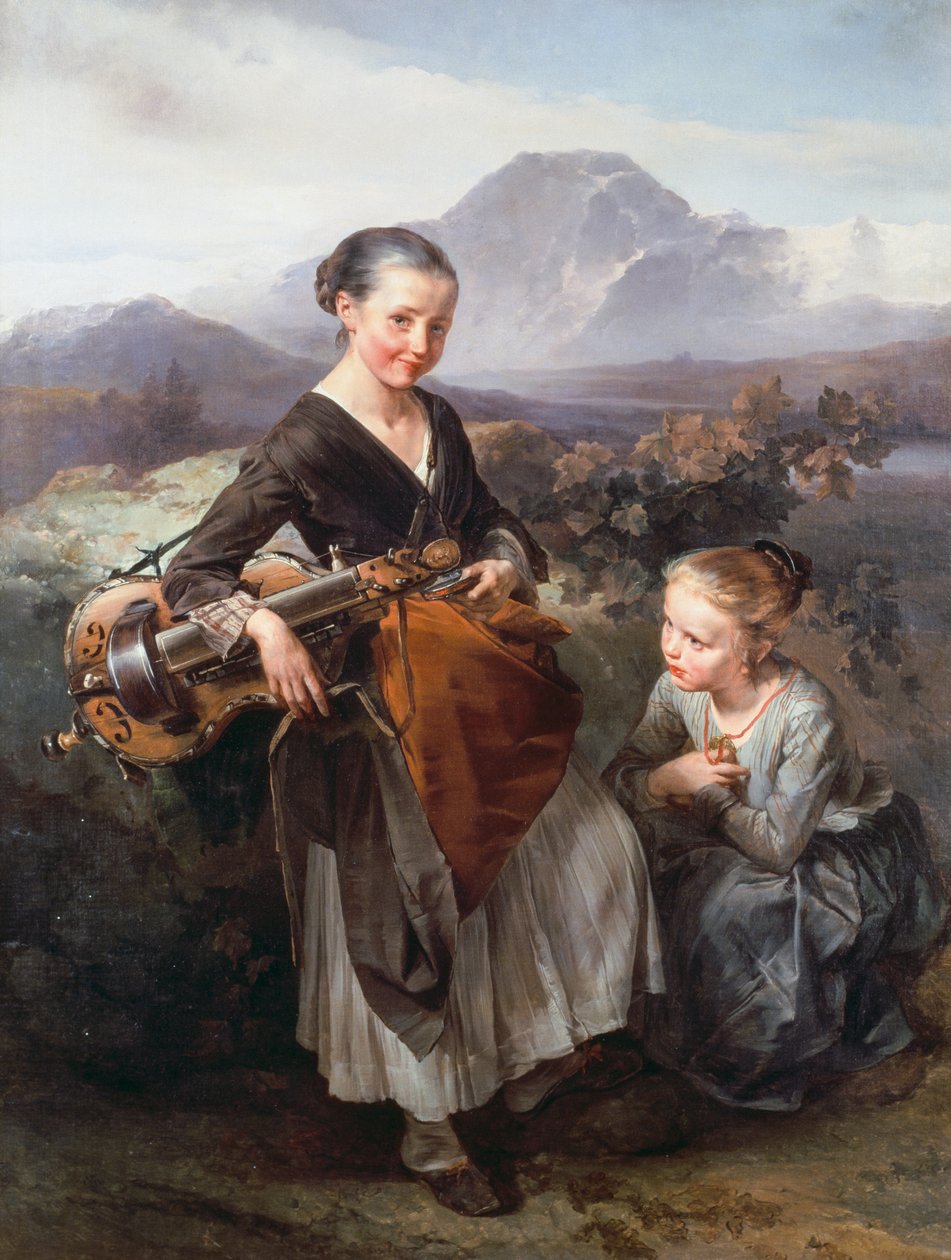 Hörgőt játszó nő, Domenico Induno (1815-1878), olaj, vászon alkotó: Domenico Induno