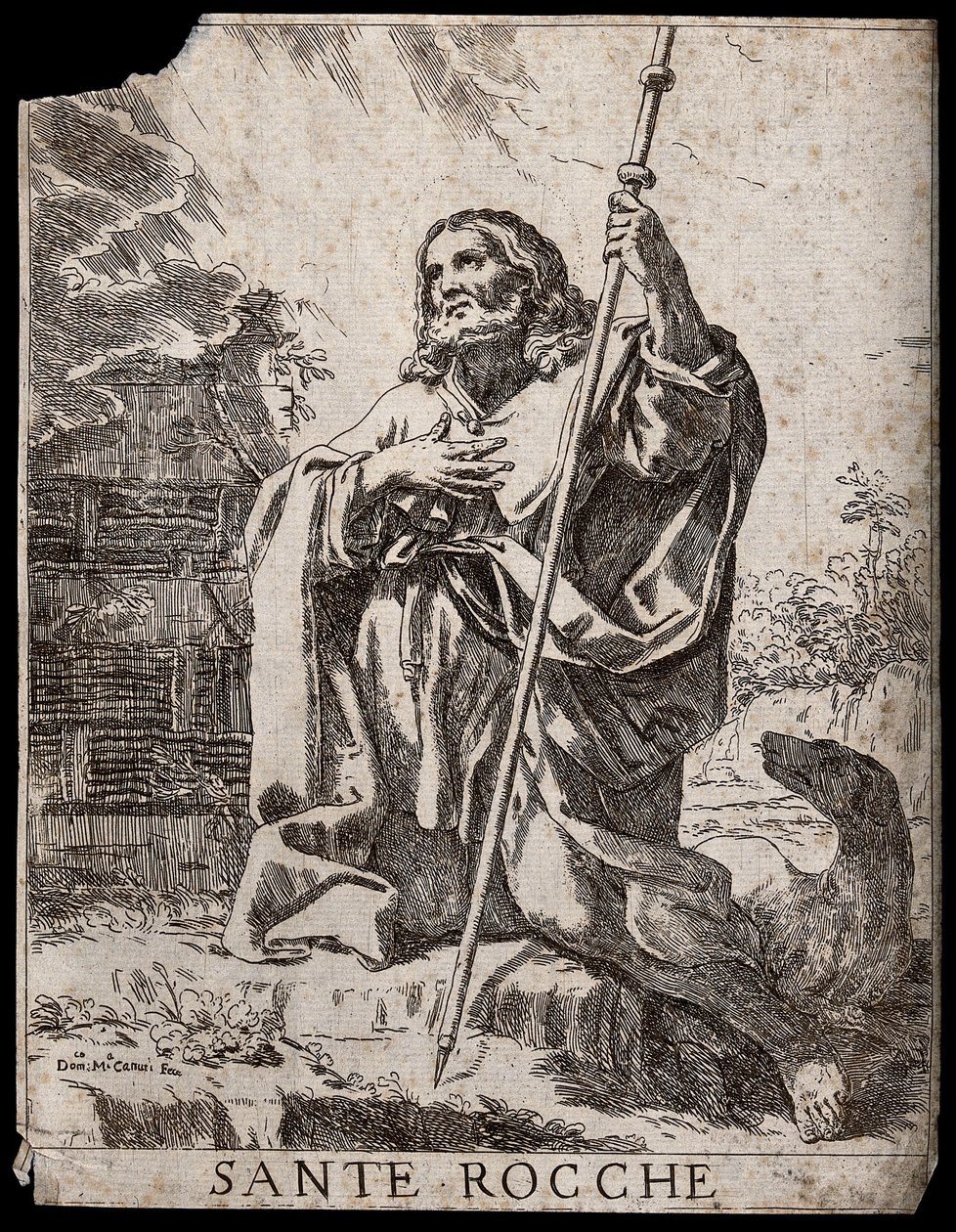 Szent Rókus. Rézkarc D. M. Canutitól. alkotó: Domenico Maria Canuti