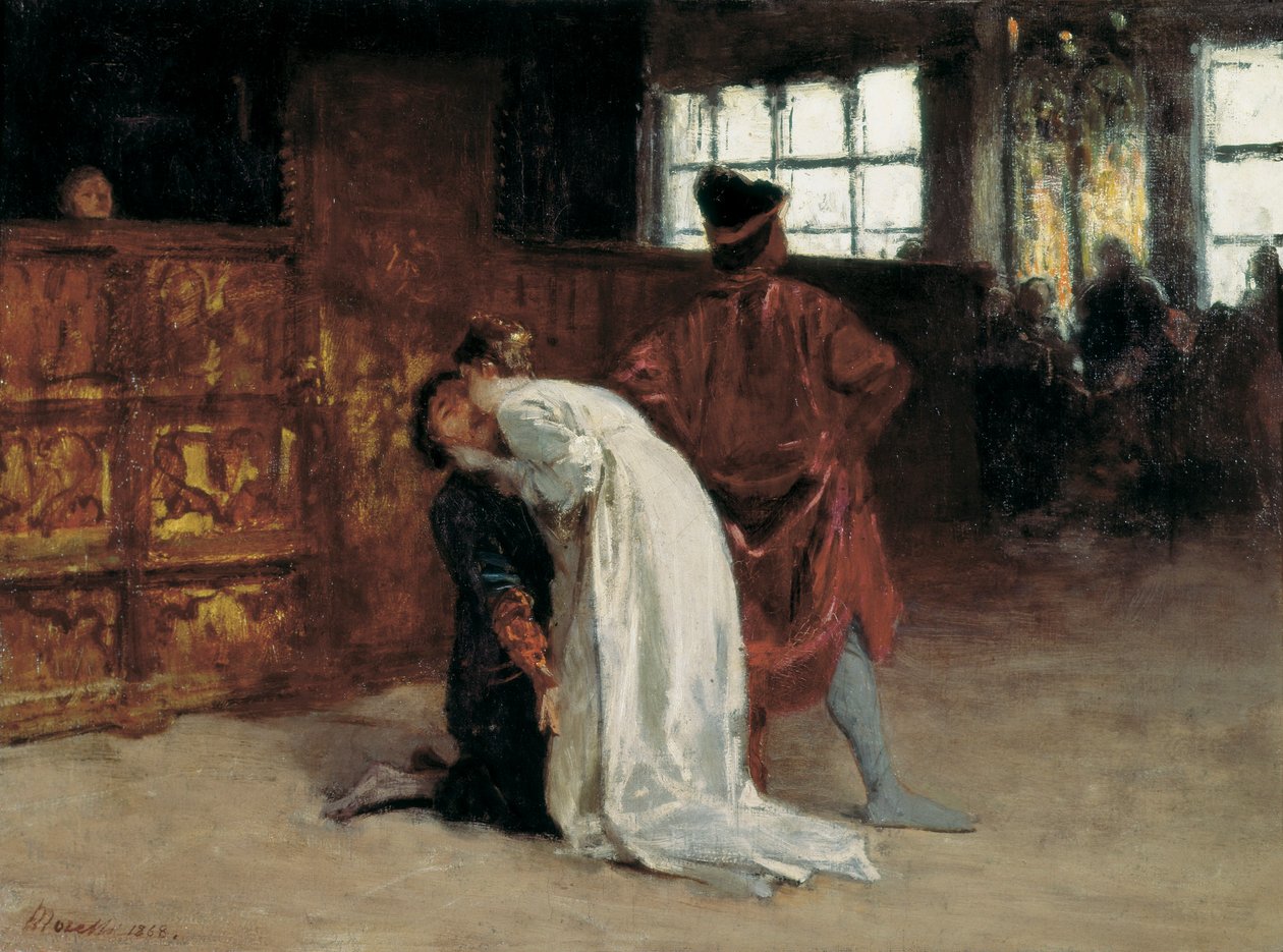 "A csók"" Domenico Morelli (1826-1901) festménye, 1868 Nápoly, Capodimonte Nemzeti Múzeum alkotó: Domenico Morelli