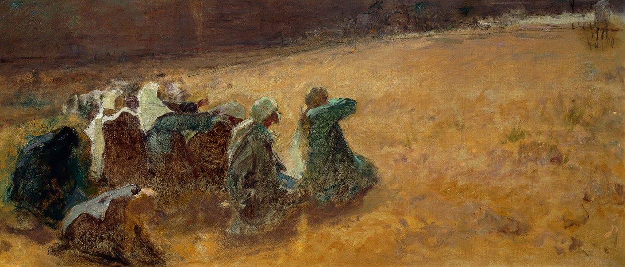 A Máriák Krisztus keresztre feszítésén vesznek részt, részlet (olaj, vászon) alkotó: Domenico Morelli