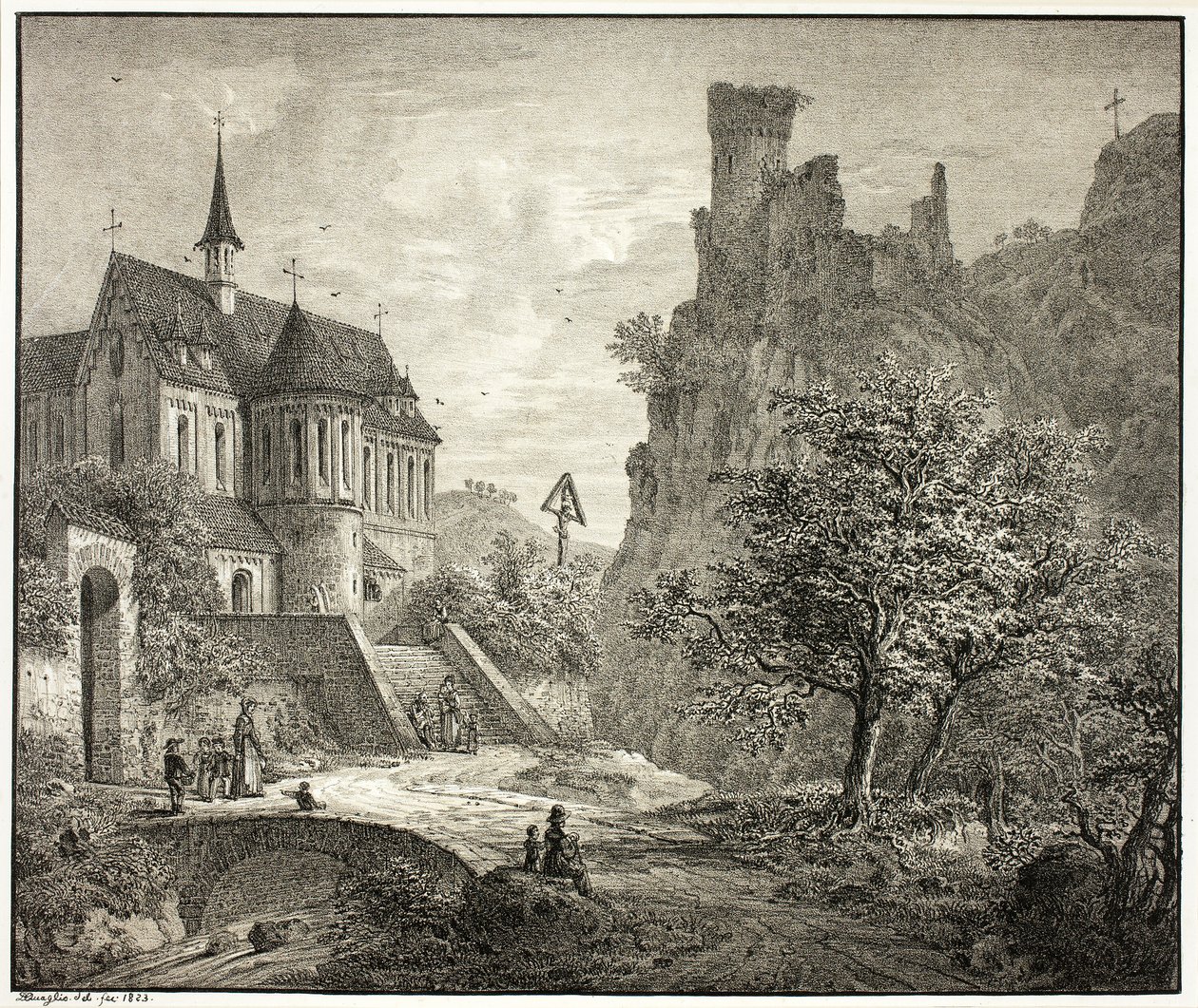 Templom Kobernben a Mosel-parton alkotó: Domenico Quaglio