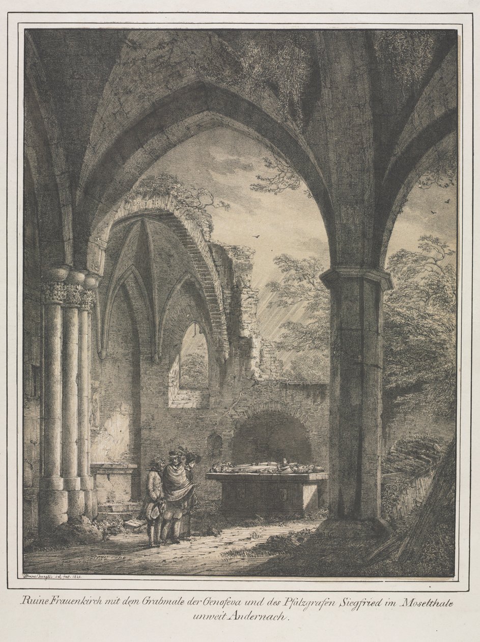 A középkor nevezetes épületei Németországban: A Szűzanya templomának romjai..., 1821. alkotó: Domenico Quaglio