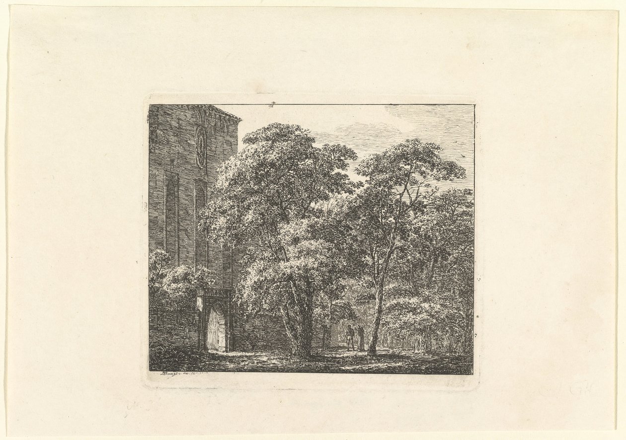 Gótikus építészet egy tájban, kb. 1807. alkotó: Domenico Quaglio II