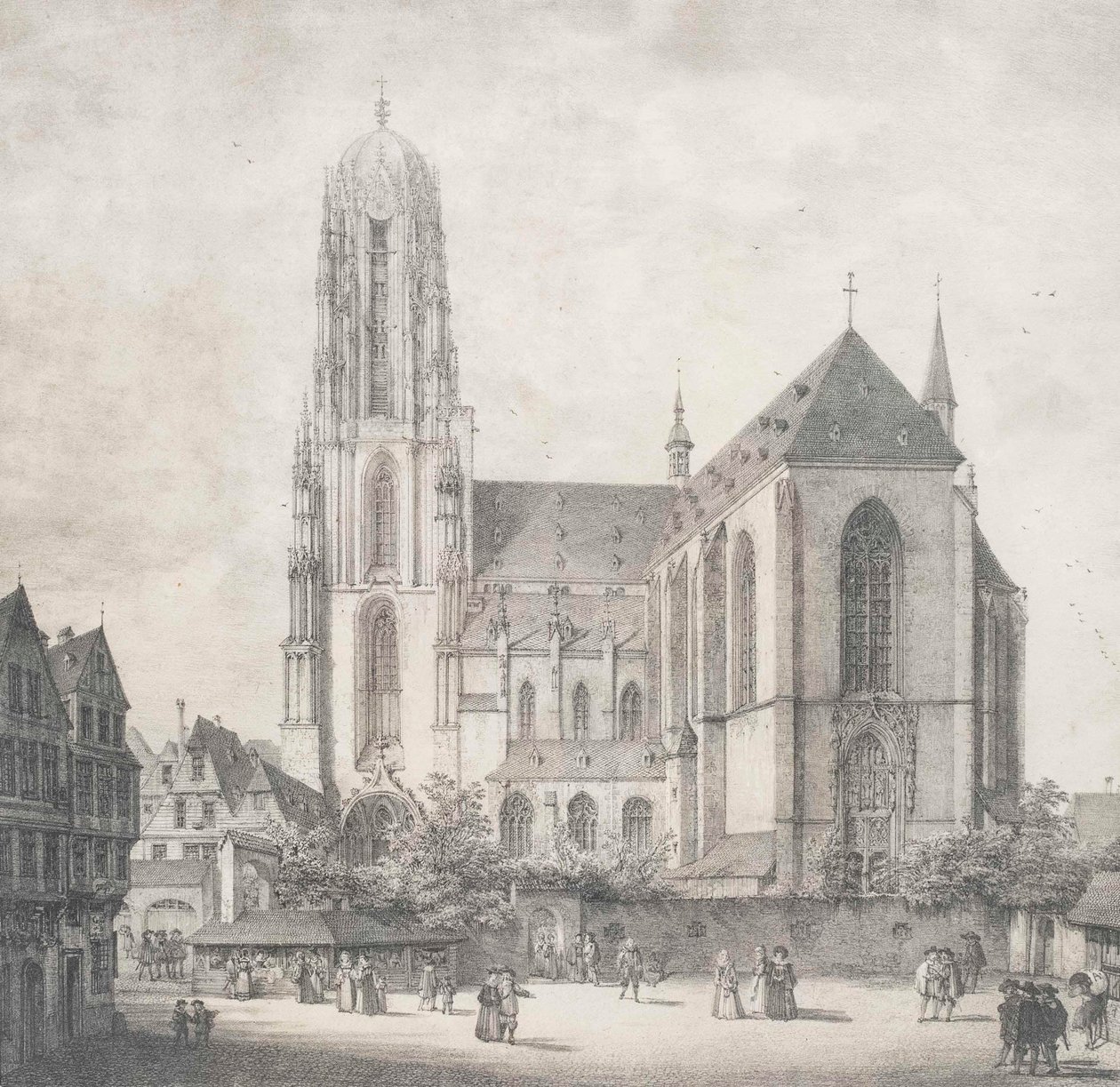 Litográfia - Frankfurt - császári dóm - Quaglio - 1819 alkotó: Domenico Quaglio the Younger