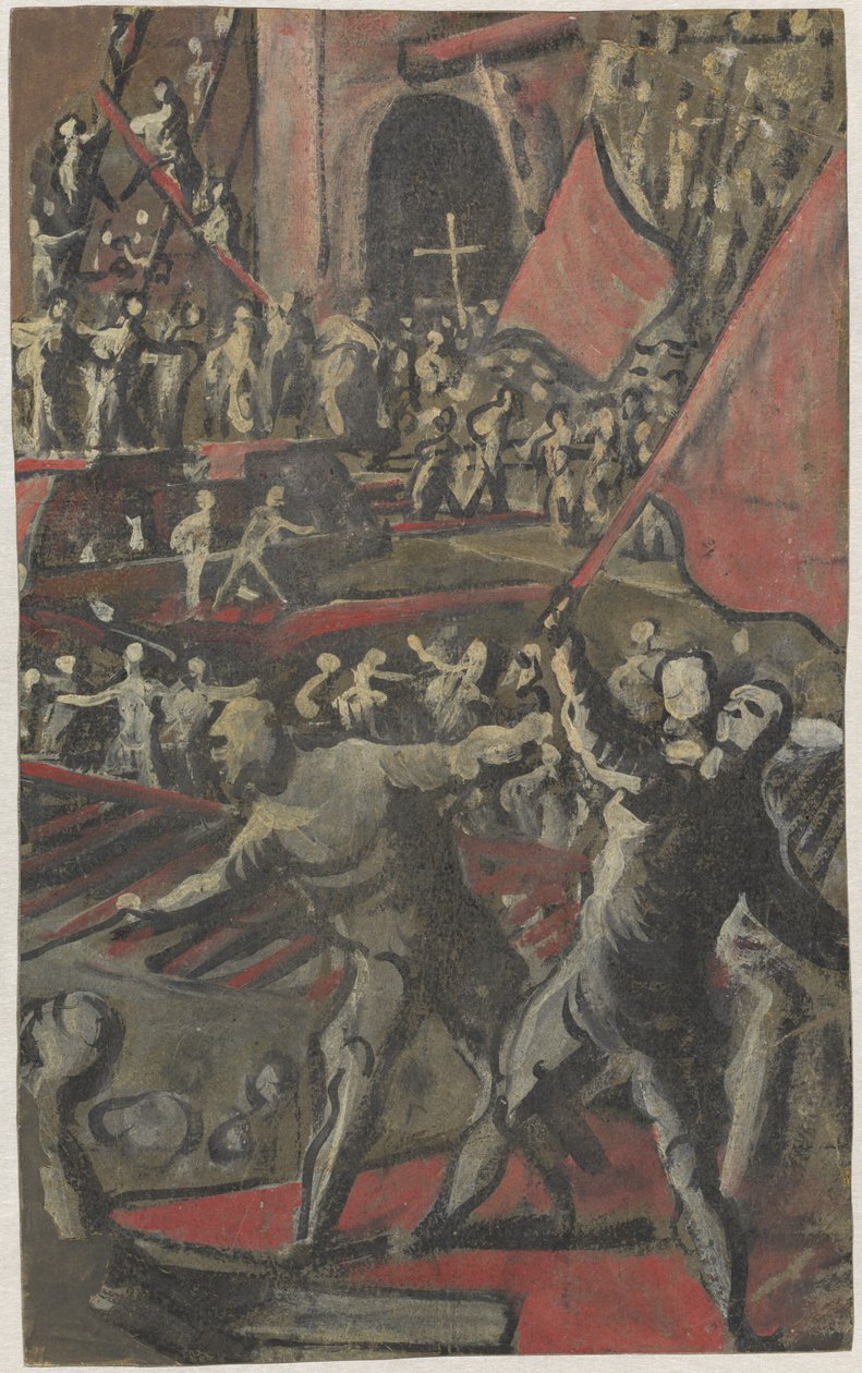 Velencei katonák megtámadják Konstantinápolyt (recto) alkotó: Domenico Tintoretto