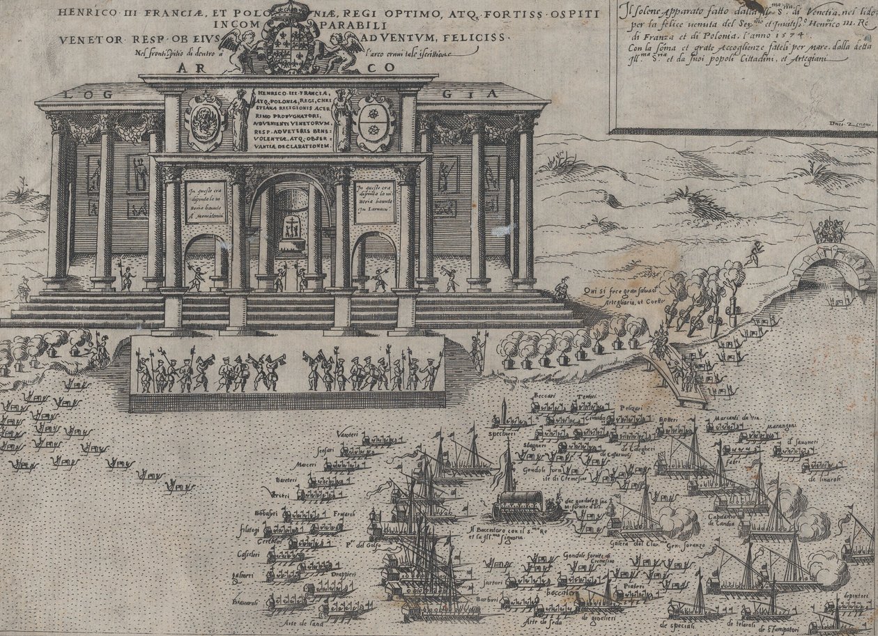 Henrik francia és lengyel király belépése Velencébe, 1574. alkotó: Domenico Zenoi