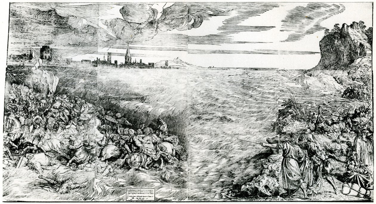 "A fáraó seregének elpusztítása a Vörös-tengerben", 1549, 1937 alkotó: Domenico dalle Greche