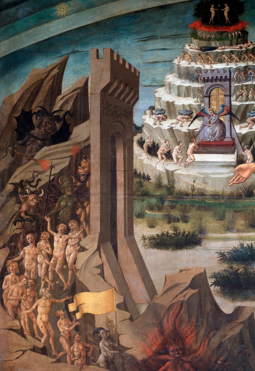 Dante Alighieri és komédiája alkotó: Domenico di Michelino