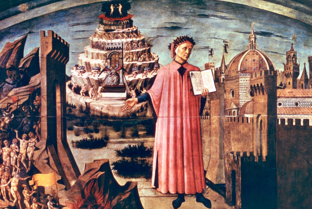 Dante és verse, az isteni színjáték, 1465. alkotó: Domenico di Michelino