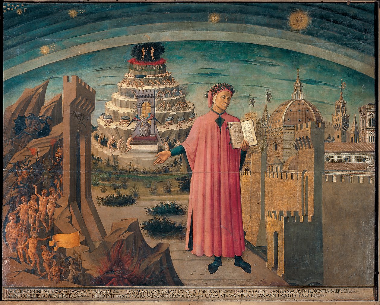Dante és verse, az „Isteni színjáték” alkotó: Domenico di Michelino