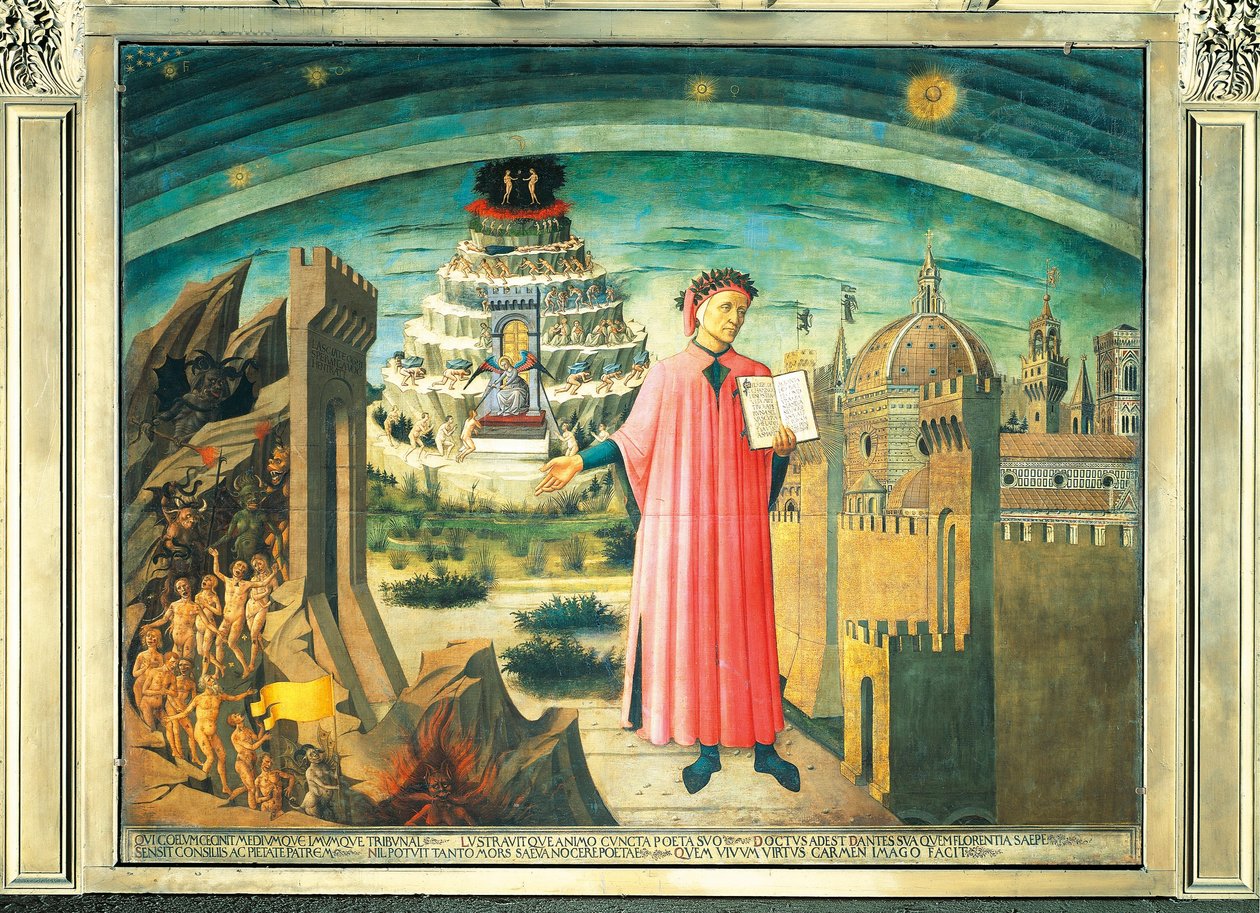 Dante és verse, az „Isteni színjáték” alkotó: Domenico di Michelino
