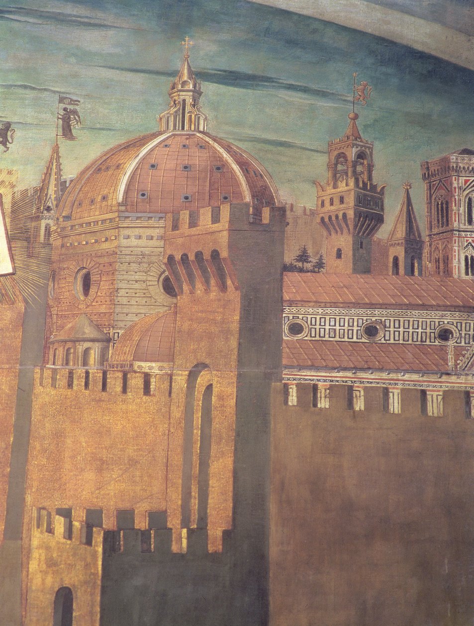 Részlet a firenzei katedrálist ábrázoló Dante-freskóról, a Divina Commedia az északi folyosón, 1465 freskórészlet a 42355-ből alkotó: Domenico di Michelino