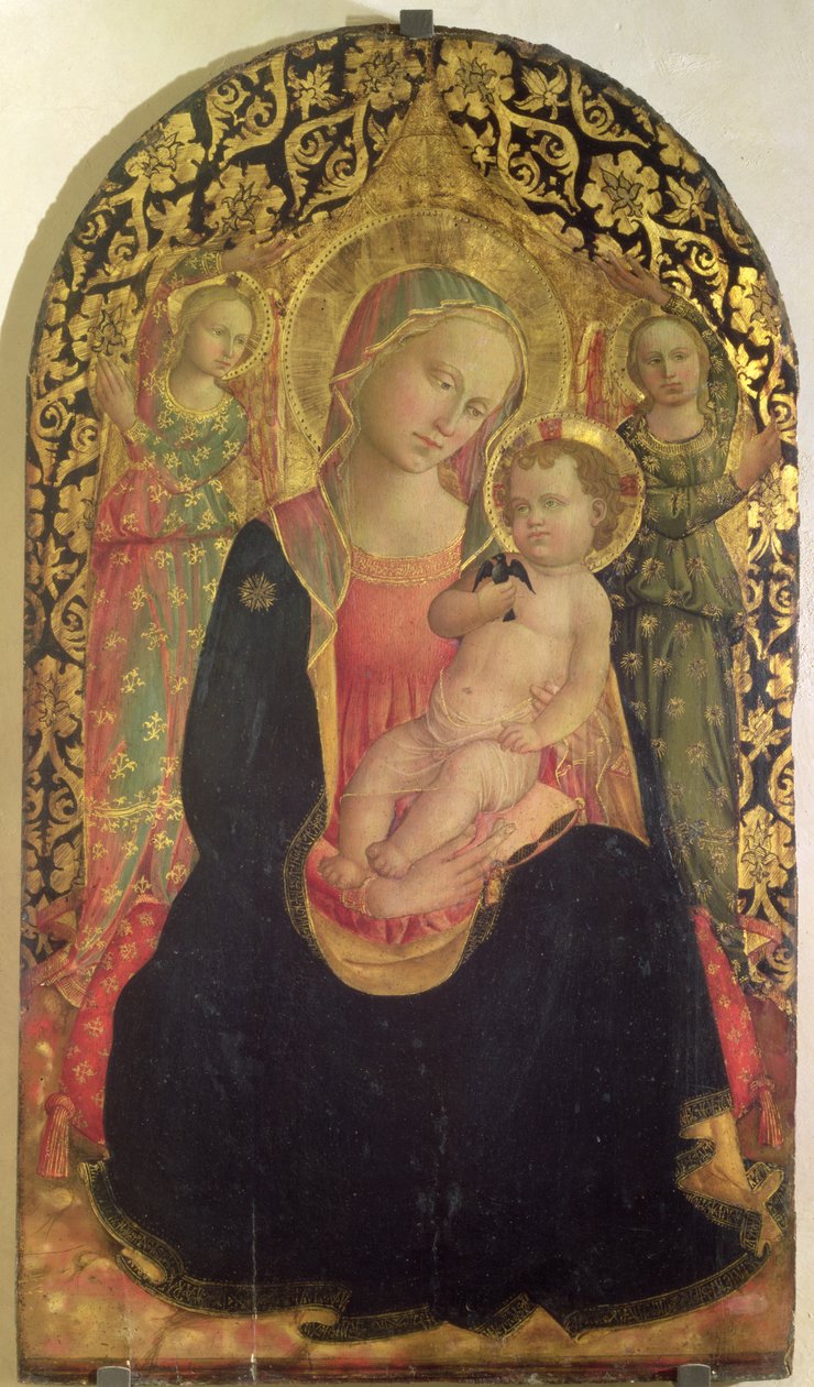 Az alázatosság Madonnája két angyallal, 1460 (panel) alkotó: Domenico di Michelino