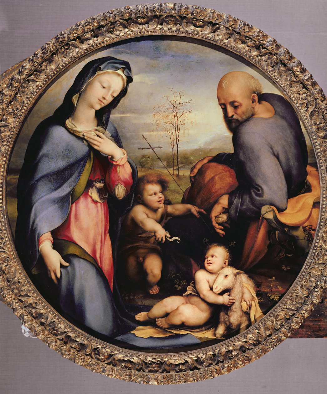 A Szent Család Keresztelő János csecsemővel, 1515 körül alkotó: Domenico di Pace Beccafumi  
