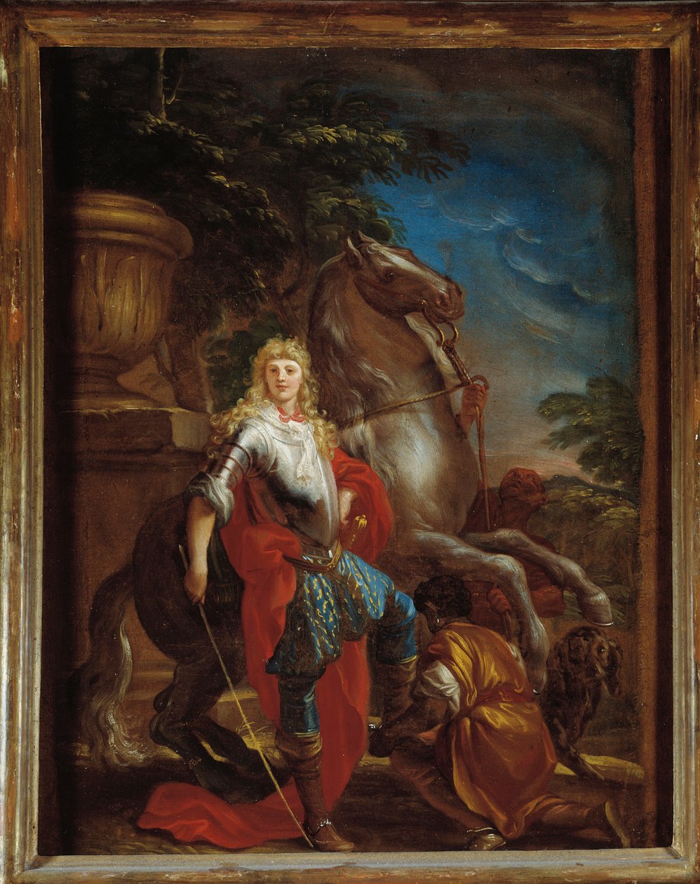 Genovai úriember portréja lovával Domenico Piola festménye (1627-1703) Genes, Musei di Strada Nuova (ex Palazzo Bianco) alkotó: Domenico the Elder Piola