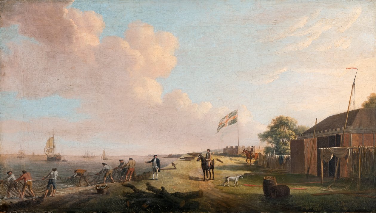 Tilbury erőd kilátása halászhálókkal, 1770 alkotó: Dominic Serres