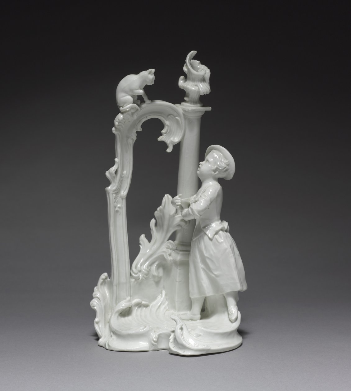 Lány macskás figura, Nymphenburg Porcelángyár 1770 körül (porcelán) alkotó: Dominicus (attr. to) Auliczek