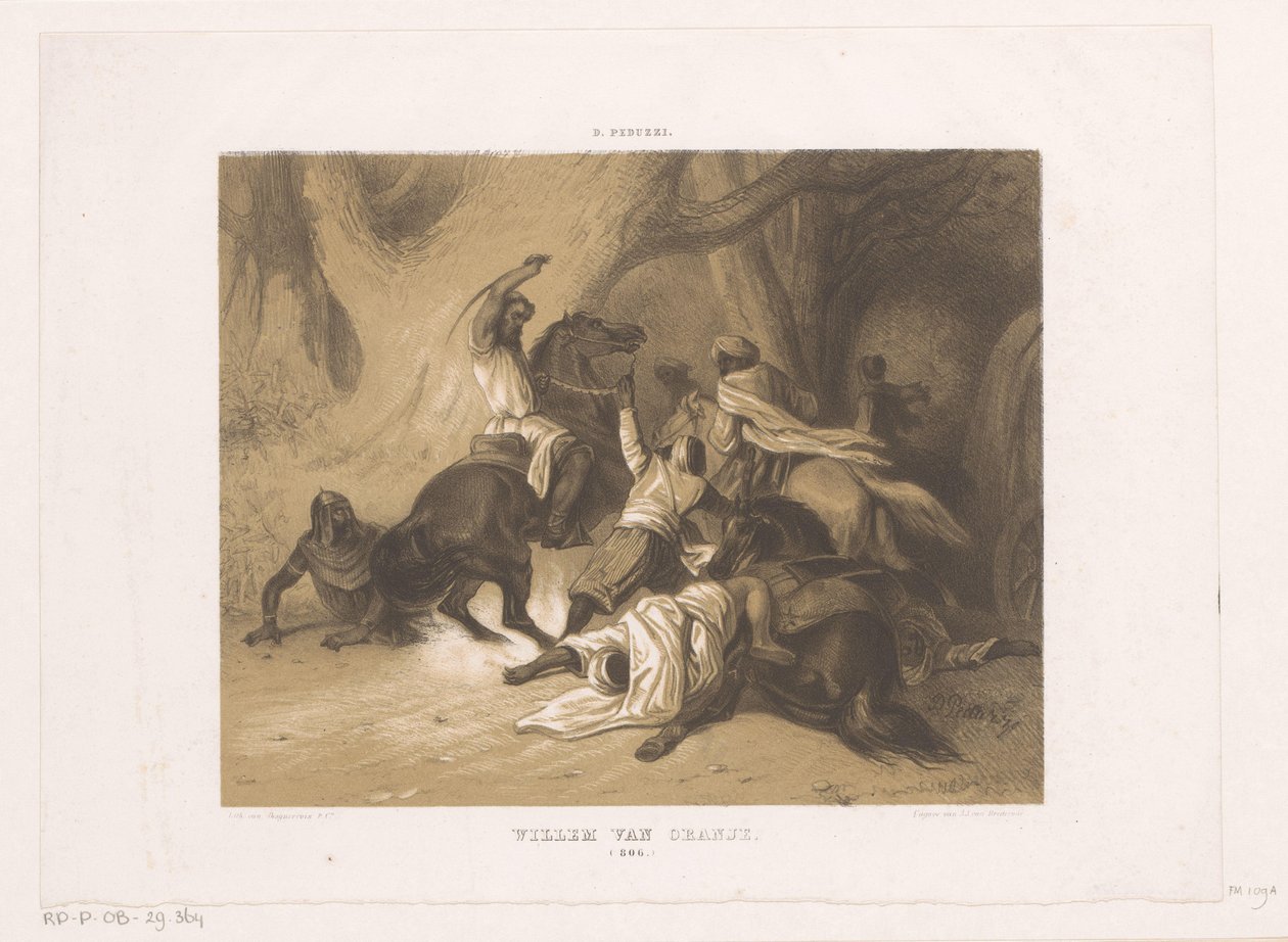 Willem találkozott de Hoornnal, Orange grófjával, a mórok ellen harcol Orániai Vilmos / 806 (cím a tárgyon) alkotó: Dominicus Anthonius Peduzzi