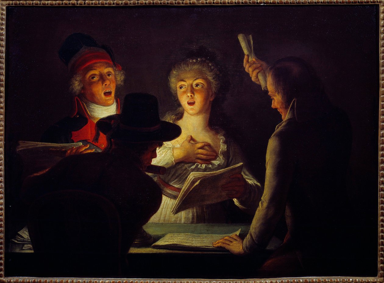 Francia forradalom: „A hazafias énekesek” Dominique Doncre (1743-1820) festménye 1794 V. 0,45 x 0,61 m Párizs, Carnavalet Múzeum alkotó: Dominique Doncre