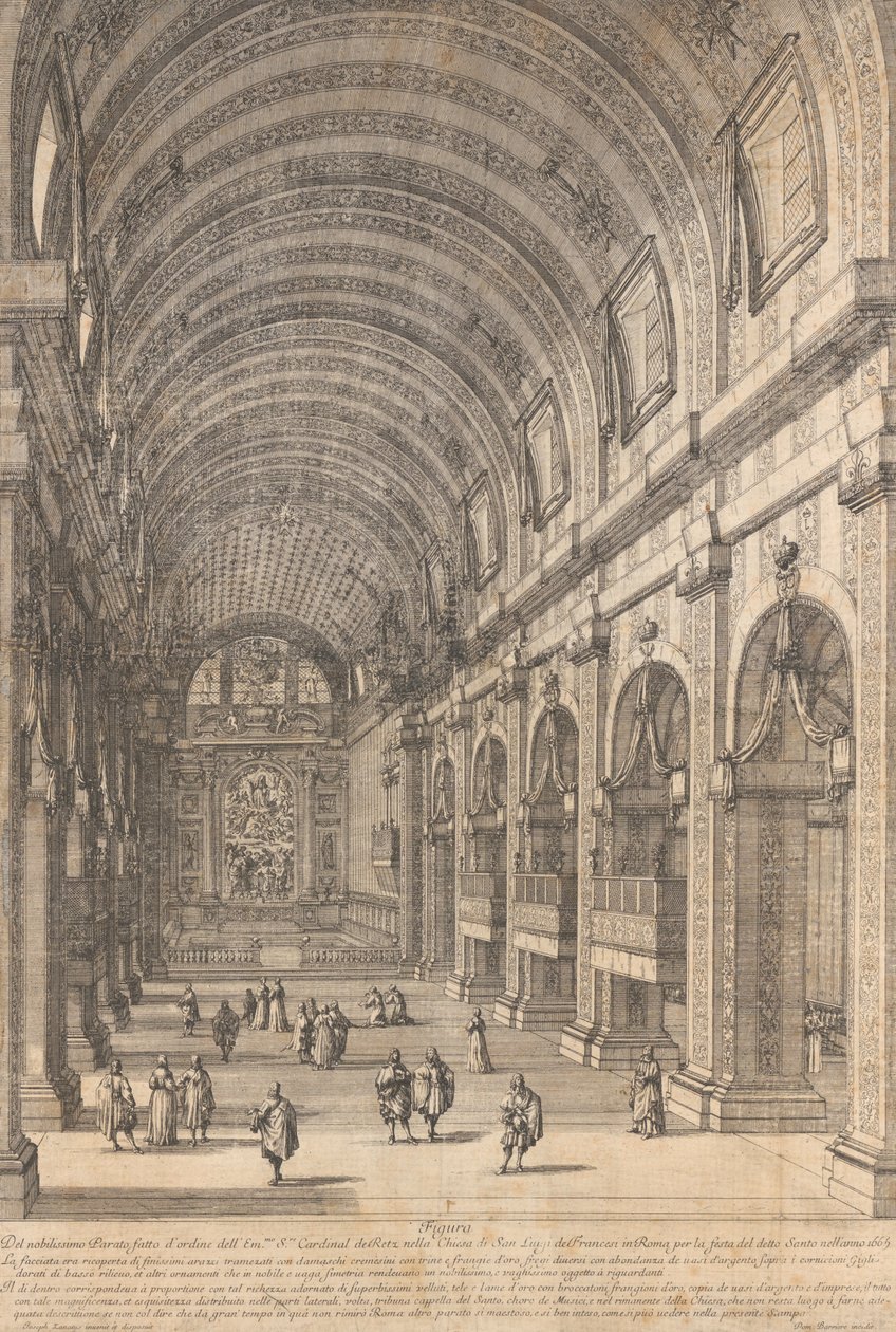 De Retz bíboros által a római San Luigi-templomban a Szent F...-ra rendelt dekoráció, 1665. alkotó: Dominique Barriere