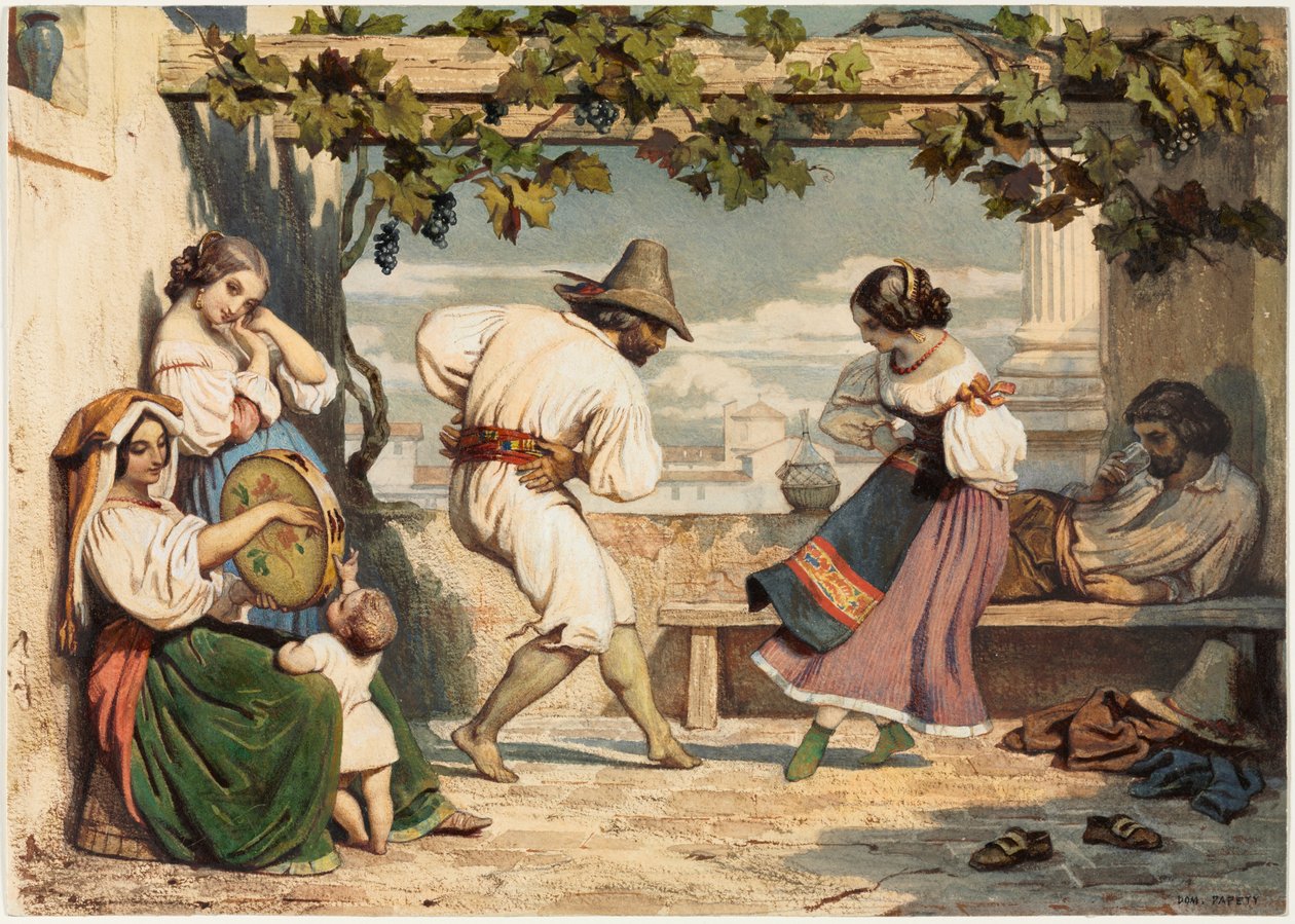 La Saltarelle, 1800 körül (akvarell és gouache) alkotó: Dominique Louis Papety