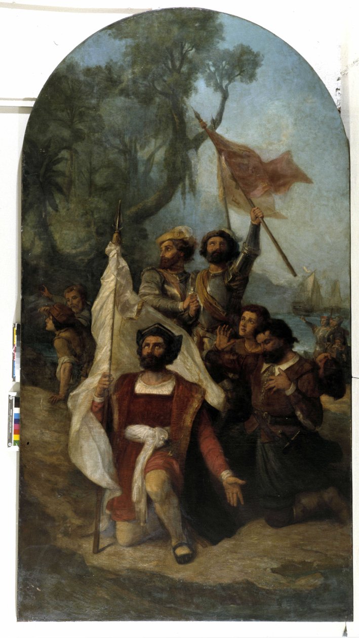 Kolumbusz Kristóf (Cristoforo Colombo, Cristobal Colon) navigátor (1451-1506), amikor 1492-ben megérkezett az Újvilágba (olaj, vászon) alkotó: Dominique Magaud