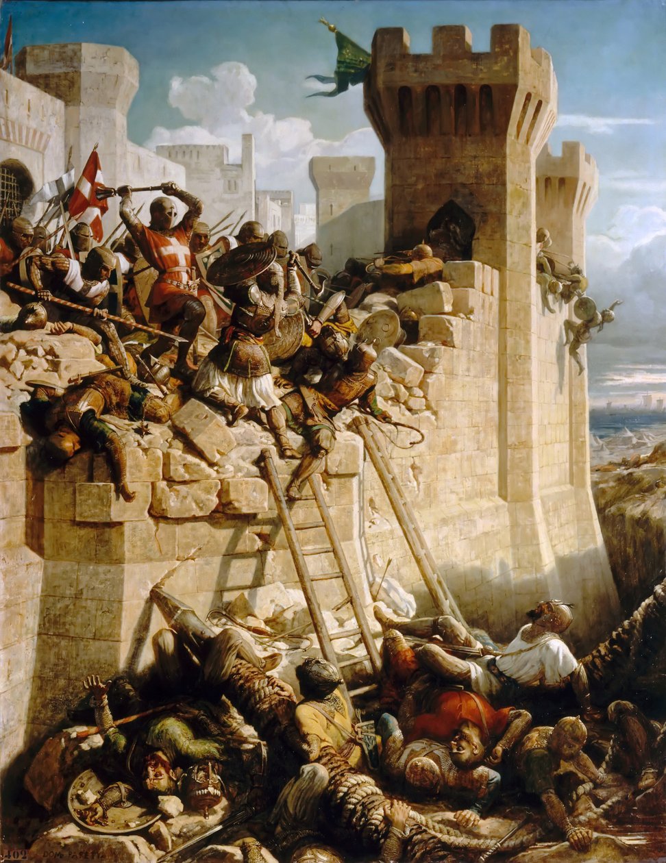 Guillaume de Clermont védi a falakat Acre ostrománál, 1291 alkotó: Dominique Papety