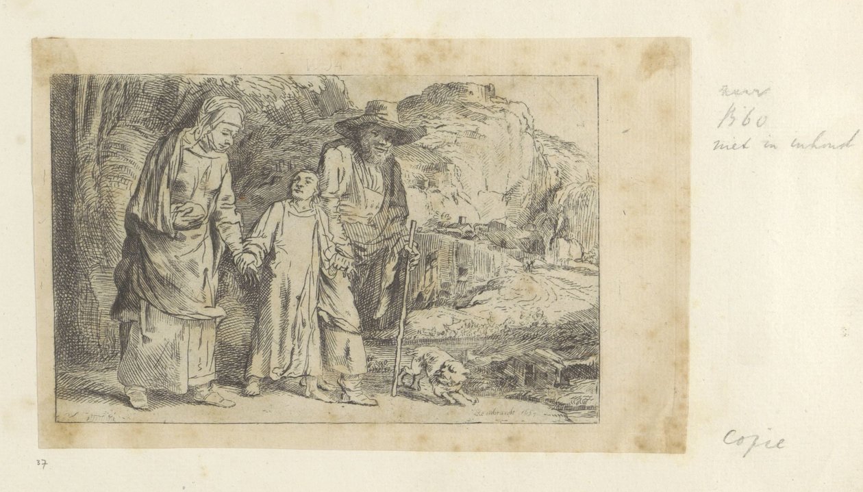 Krisztus visszatér a templomból Józseffel és Máriával Recueil de quatre-vingt-cinq estampes originales (sorozat címe) alkotó: Dominique Vivant Denon (baron) (attributed to)