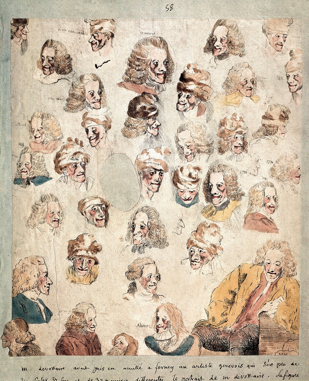 Különböző levegők Voltaire 30 fejében alkotó: Dominique Vivant Denon