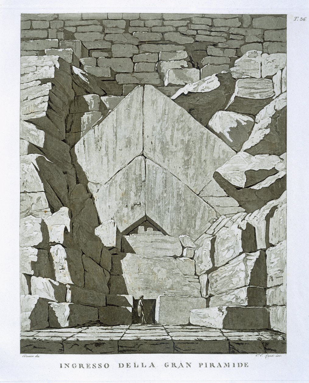 A piramis bejárata, Rossi metszete (litho) alkotó: Dominique Vivant Denon