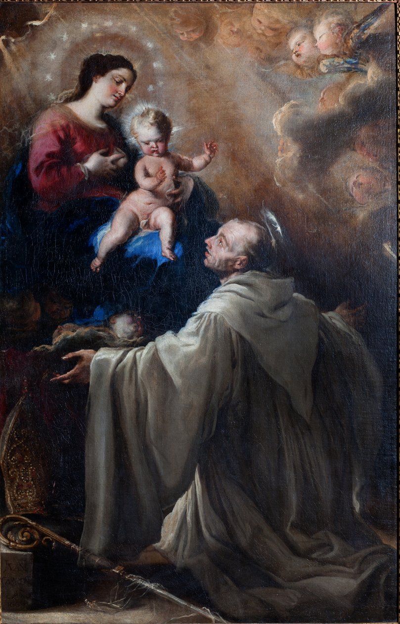 Plébániai múzeum. Festmény. Szent Bernát és a Madonna gyermekével. Olajfestmény. alkotó: Don Juan Carreno de Miranda