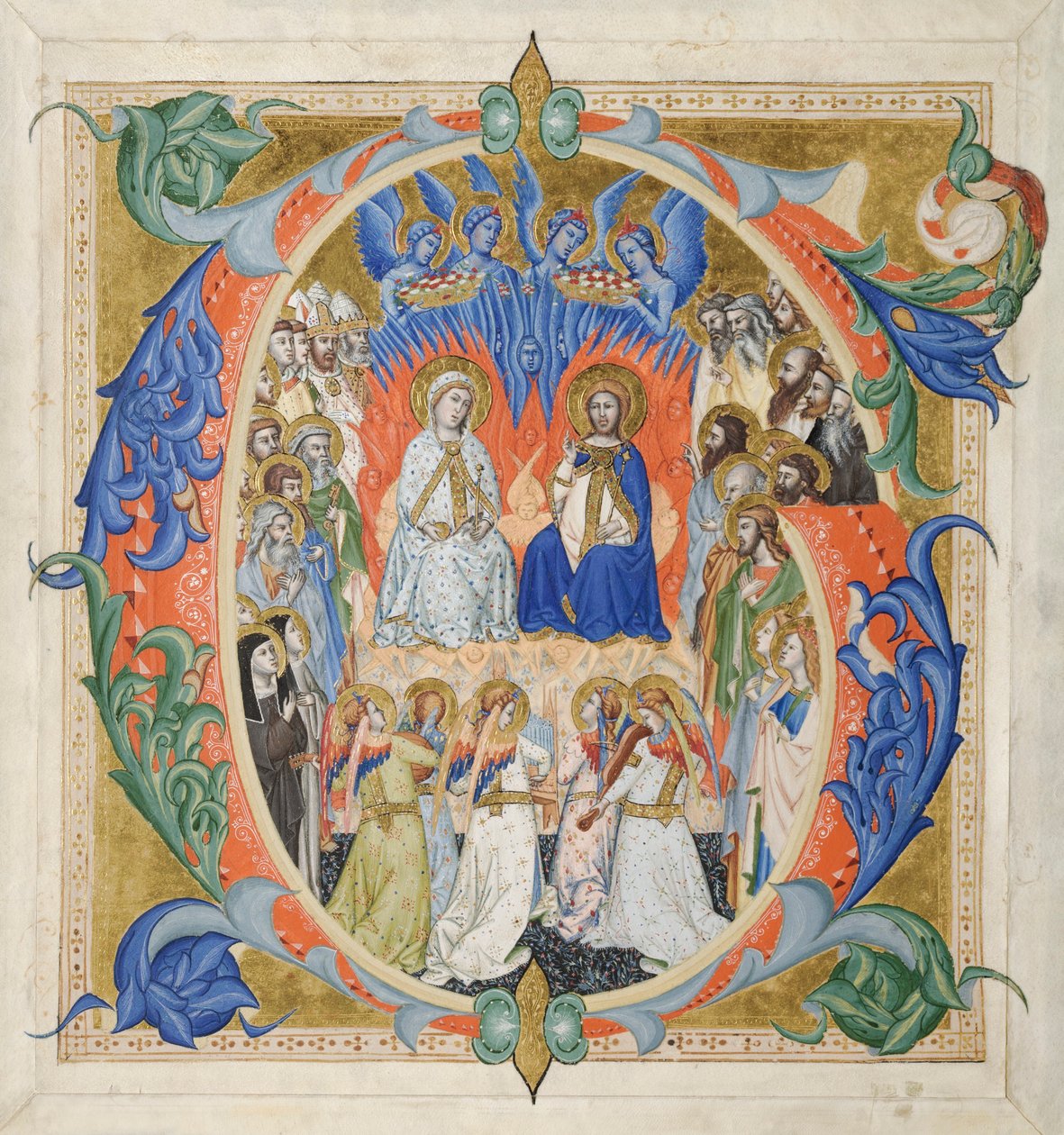 Kezdeti G[audeamus omnes] egy Graduálból: The Court of Heaven, 1371-77. alkotó: Don Silvestro dei Gherarducci
