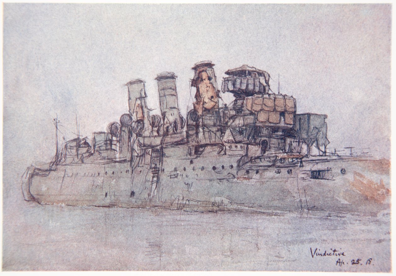 H.M.S. Vindictive, 1918. április 25., illusztráció Gordon S. Maxwell 