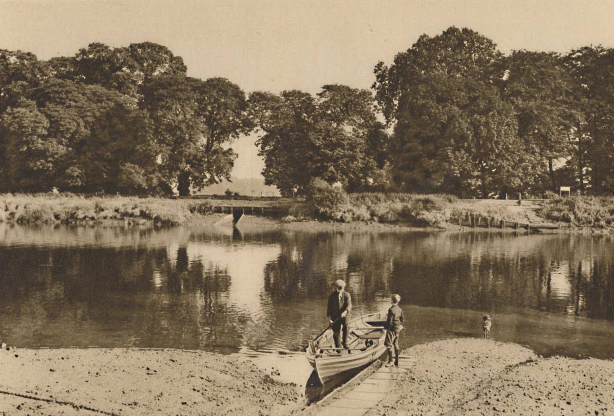 A londoni folyó az Isleworth-kompnál, a Kew Gardens zöld ágai felé néz, 1935. alkotó: Donald McLeish