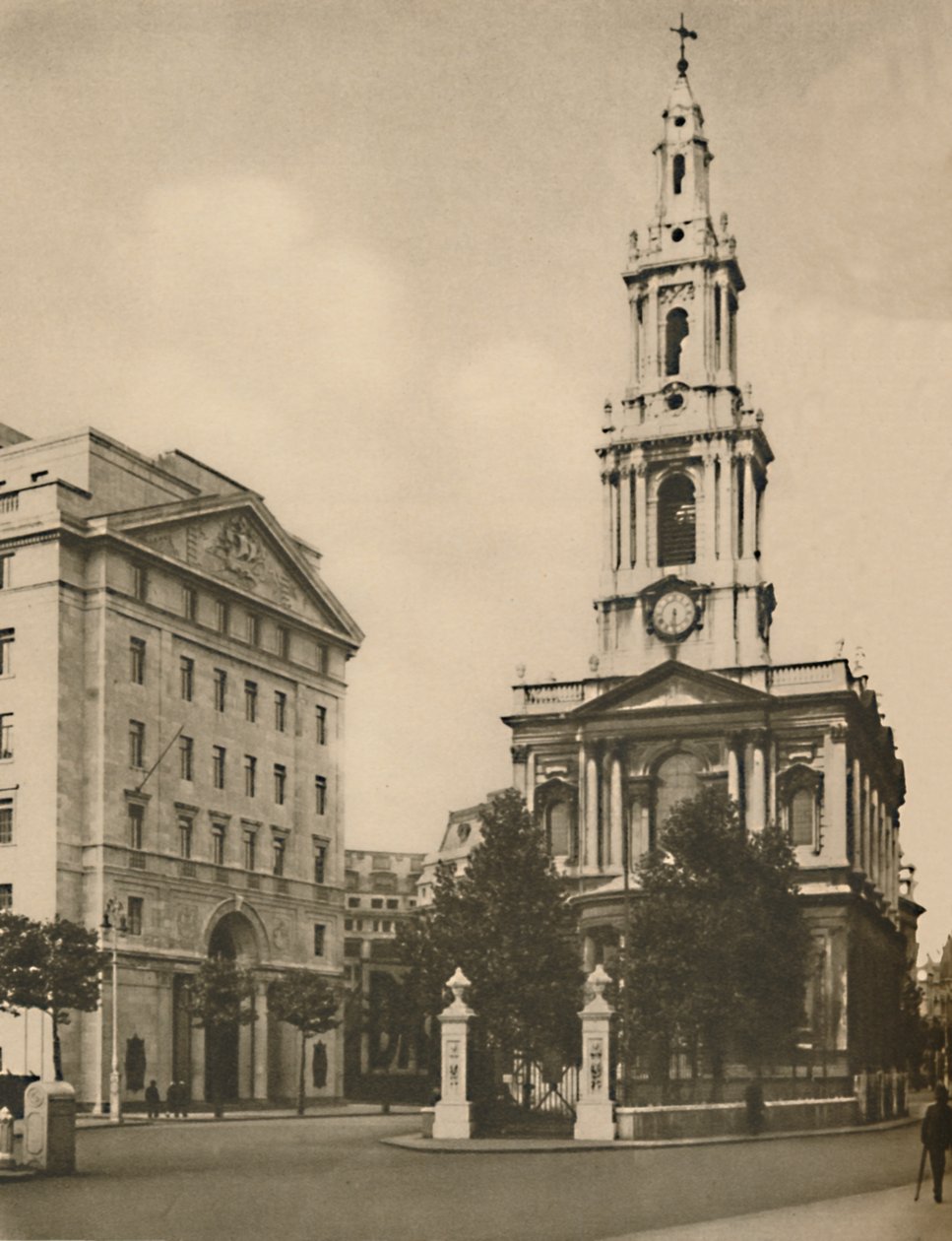 St. Mary-Le-Strand, modern utcaszélesítéssel megkülönböztetve, 1935. alkotó: Donald McLeish