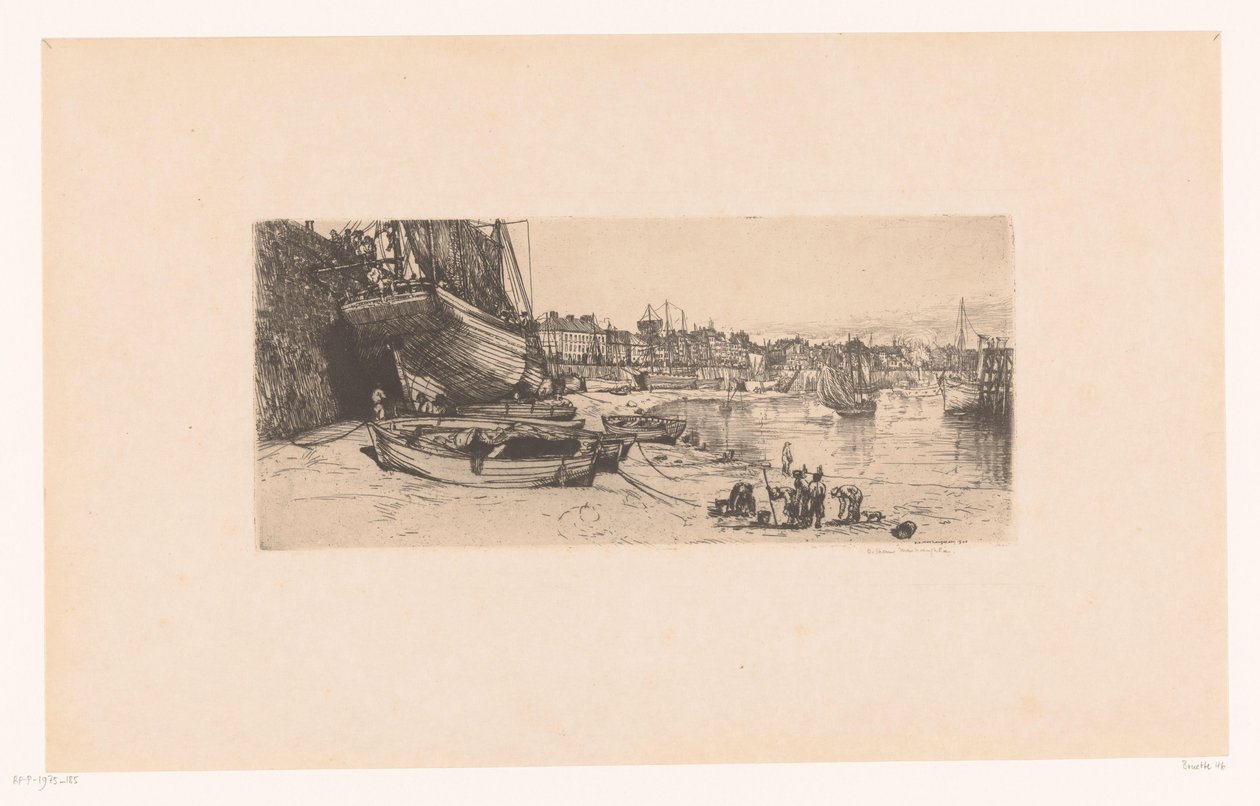 Havengezicht te Boulogne-sur-Mer Boulogne-sur-Mer kikötője alkotó: Donald Shaw MacLaughlan (signed by artist)