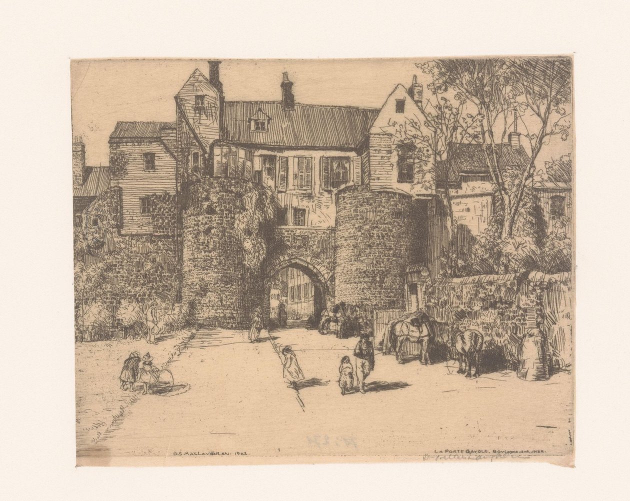 A Boulogne-sur-Mer-i Porte Gayole-ból A Gayole-kapu, Boulogne-sur-Mer (cím az objektumon) alkotó: Donald Shaw MacLaughlan