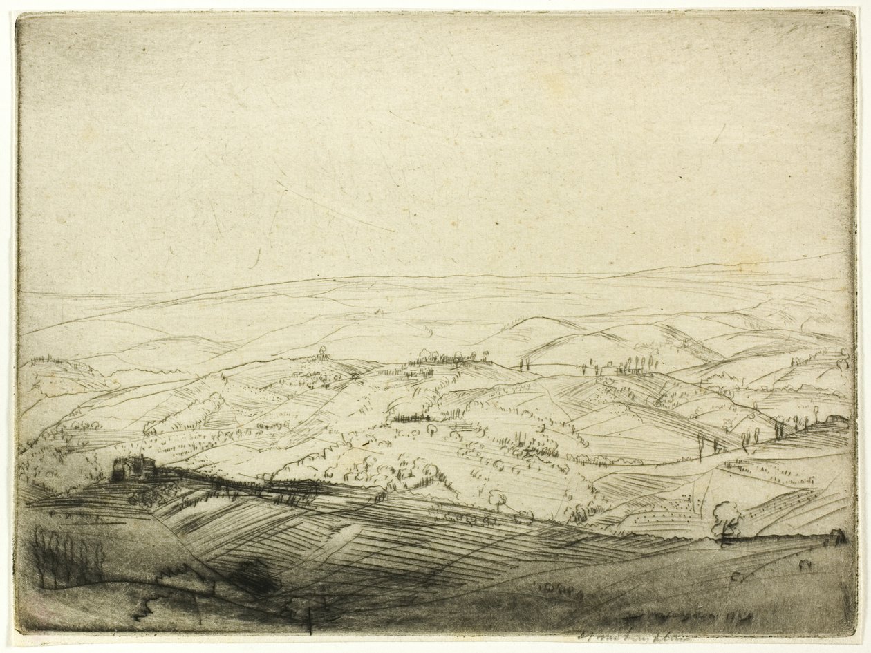 Vázlat San Gimignano falairól alkotó: Donald Shaw MacLaughlan