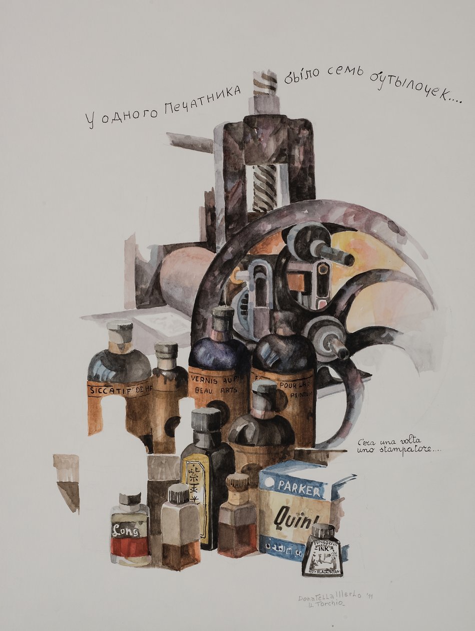 Sajtó, 2011 (akvarell, papír) alkotó: Donatella Merlo