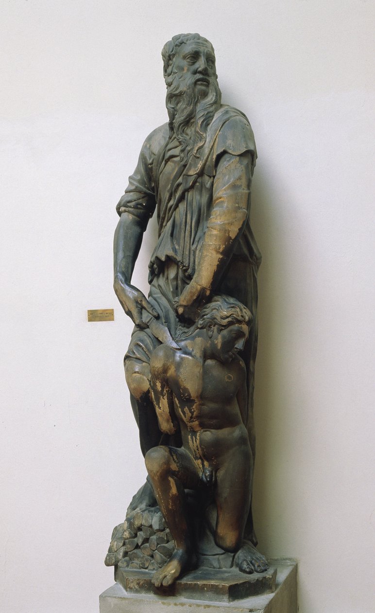 Ábrahám és Izsák, 1421 (aranyozott márvány) alkotó: Donatello
