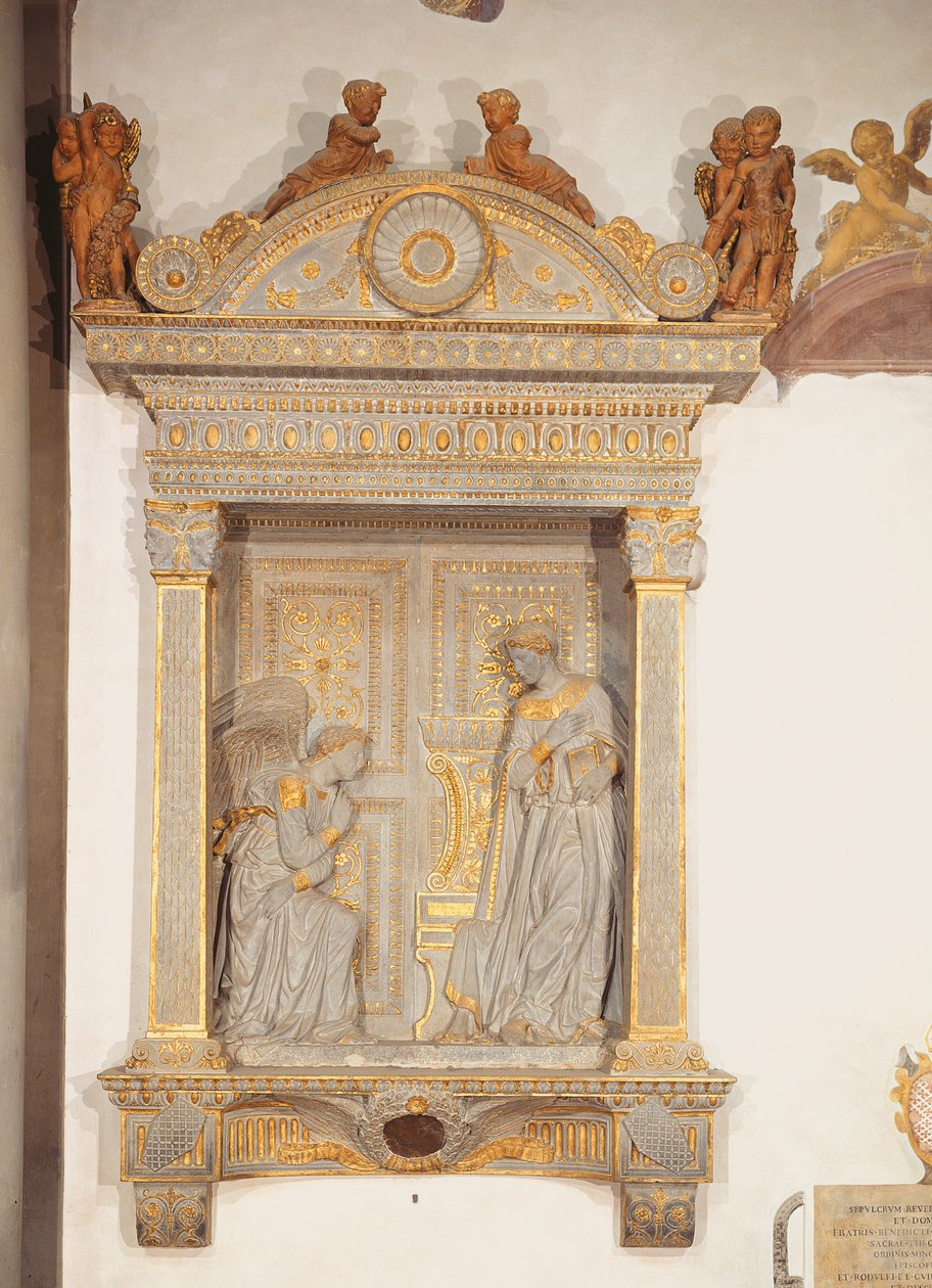 Cavalcanti Angyali üdvözlet (aranyozott mészkő) (lásd még: 64351) alkotó: Donatello