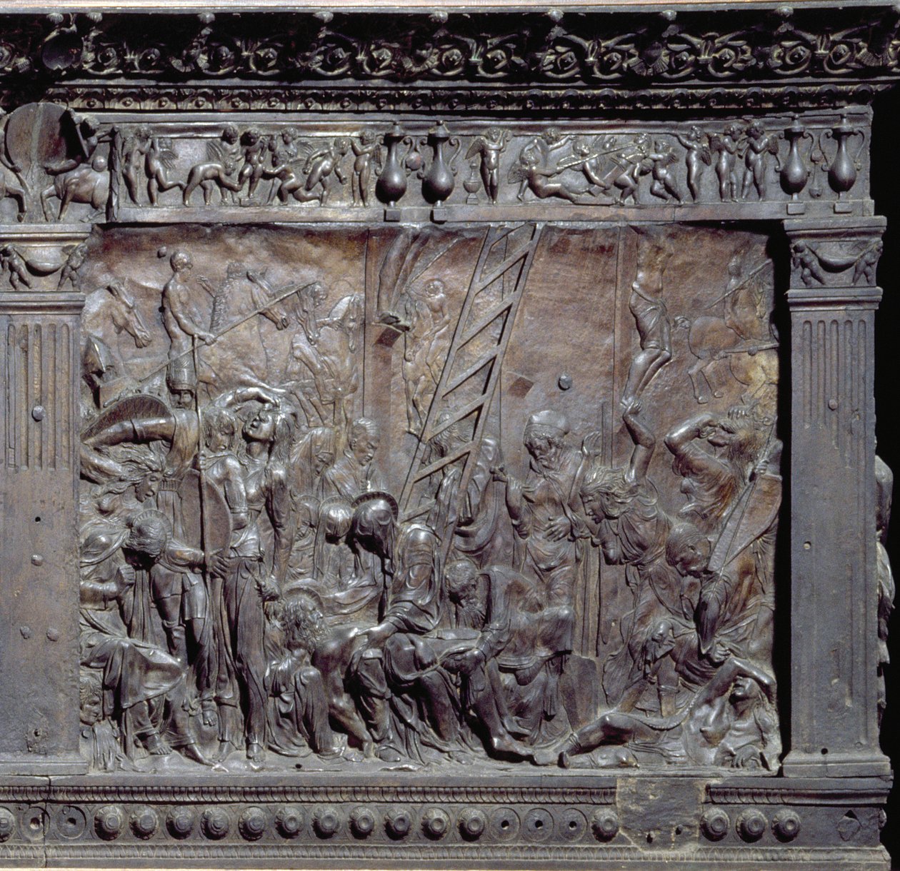 Szószék a templomhajó déli oldaláról, 1460 bronz részlet 237990-ből alkotó: Donatello