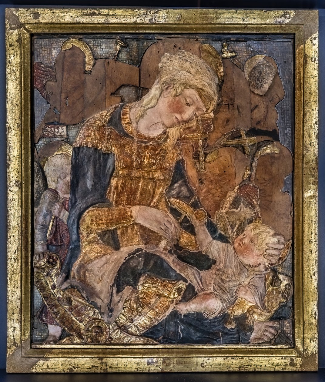 Madonna a gyermekkel és angyalokkal, 1443 előtt (polikróm stukkó) alkotó: Donatello