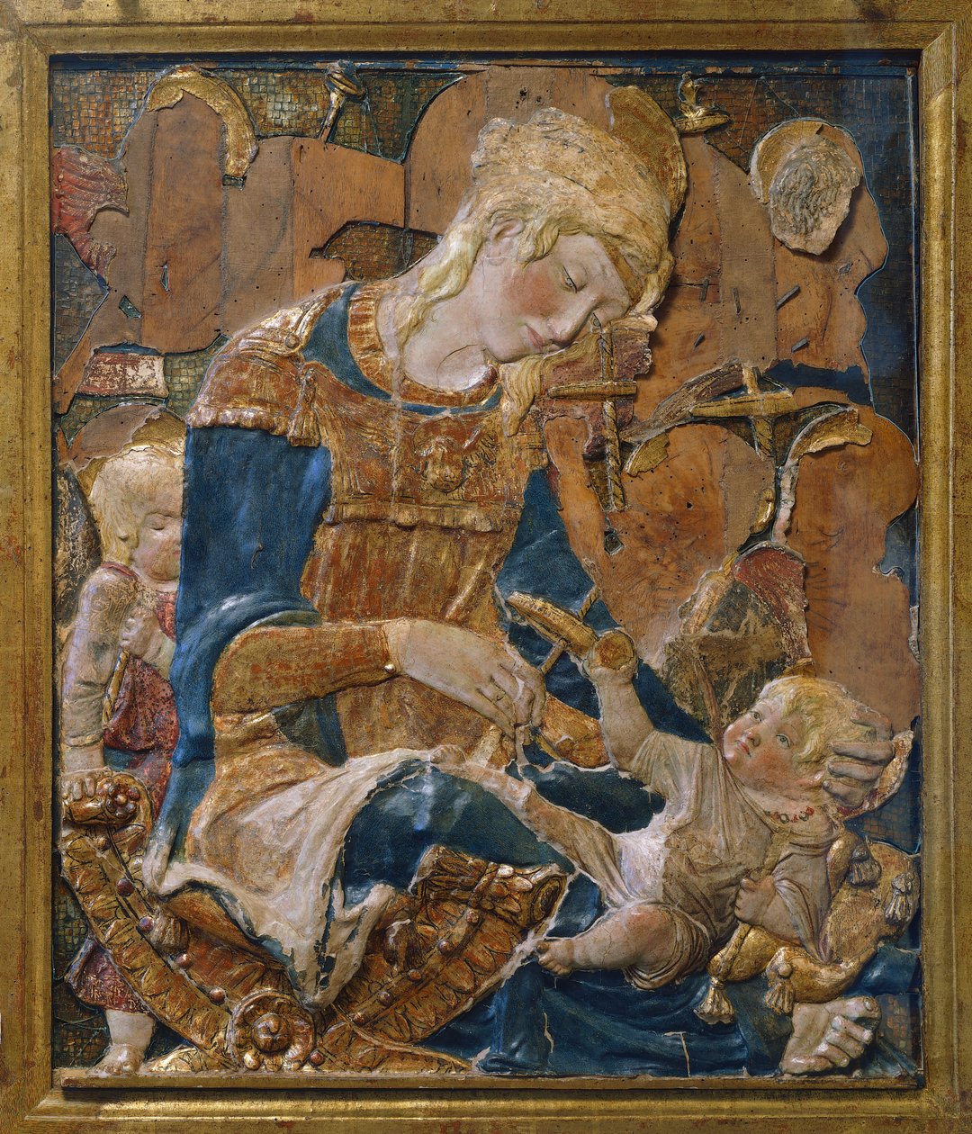 Madonna gyermekkel, Donato di Niccolo di Betto Bardinak, más néven Donatellónak tulajdonítva (kb. 1386-1466), terrakotta dombormű, Olaszország alkotó: Donatello